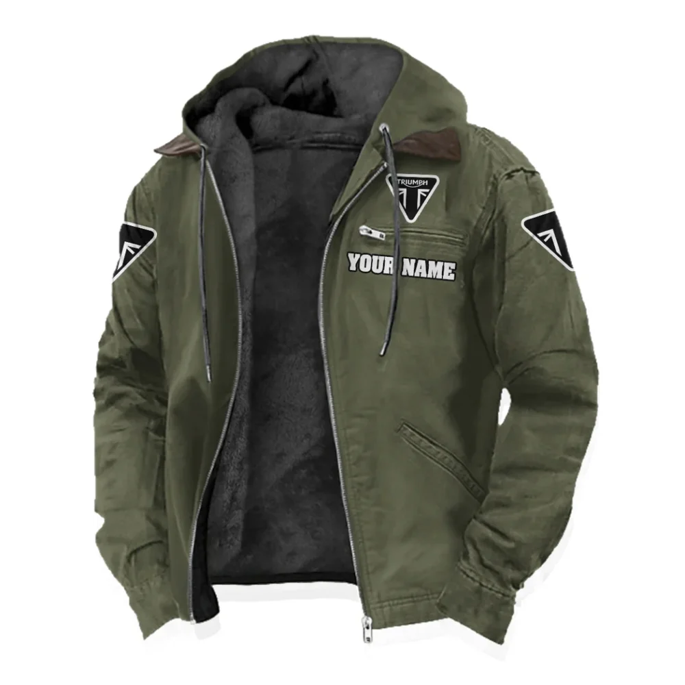 Retro Racer Flannel Hoodie, Warm Street Flannel HVN1327TM - Green - Image 2