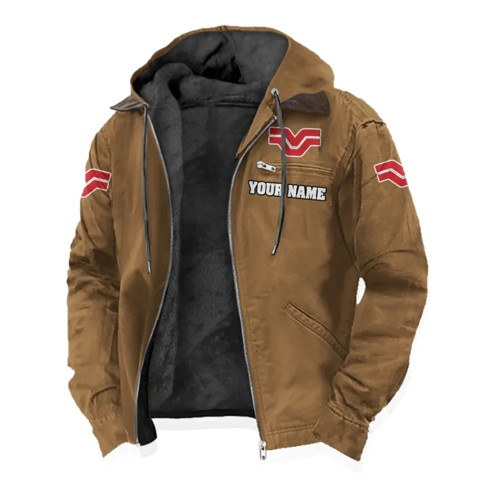 Crop Tractor Flannel Hoodie, Motor-Inspired Flannel HVN1327VE - Camel - Image 2