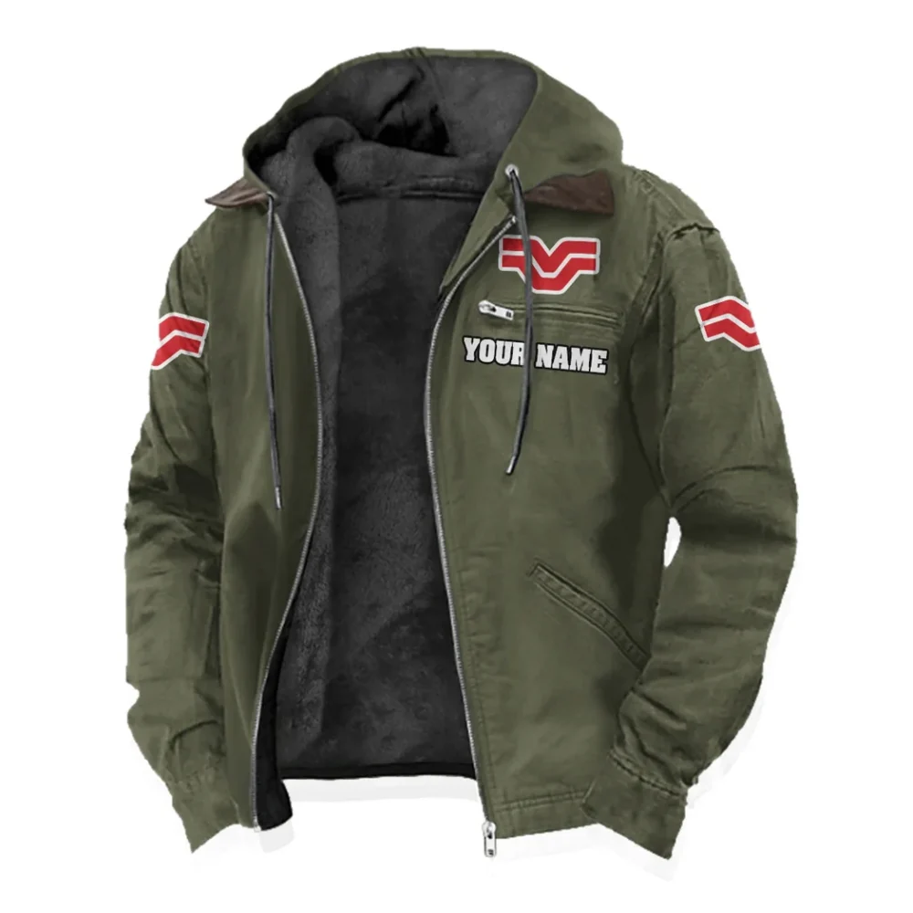 Crop Tractor Flannel Hoodie, Motor-Inspired Flannel HVN1327VE - Green - Image 2