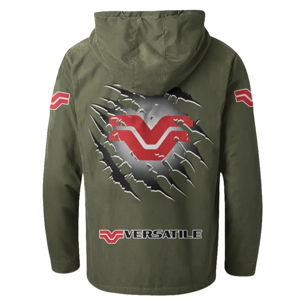 Crop Tractor Flannel Hoodie, Motor-Inspired Flannel HVN1327VE - Green - Image 3