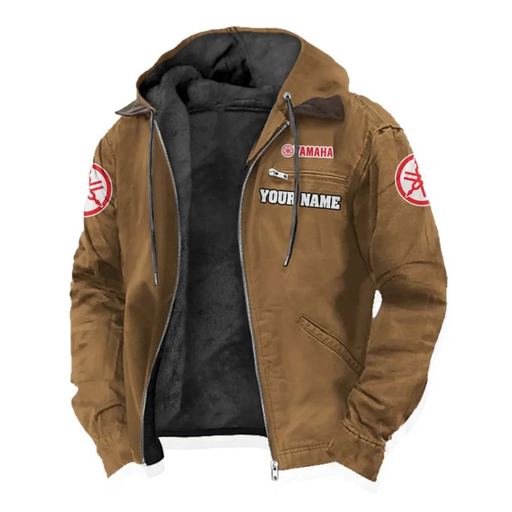 Off-Road Bike Flannel Hoodie, Ride-Ready Hooded Style HVN1327YA - Camel - Image 2