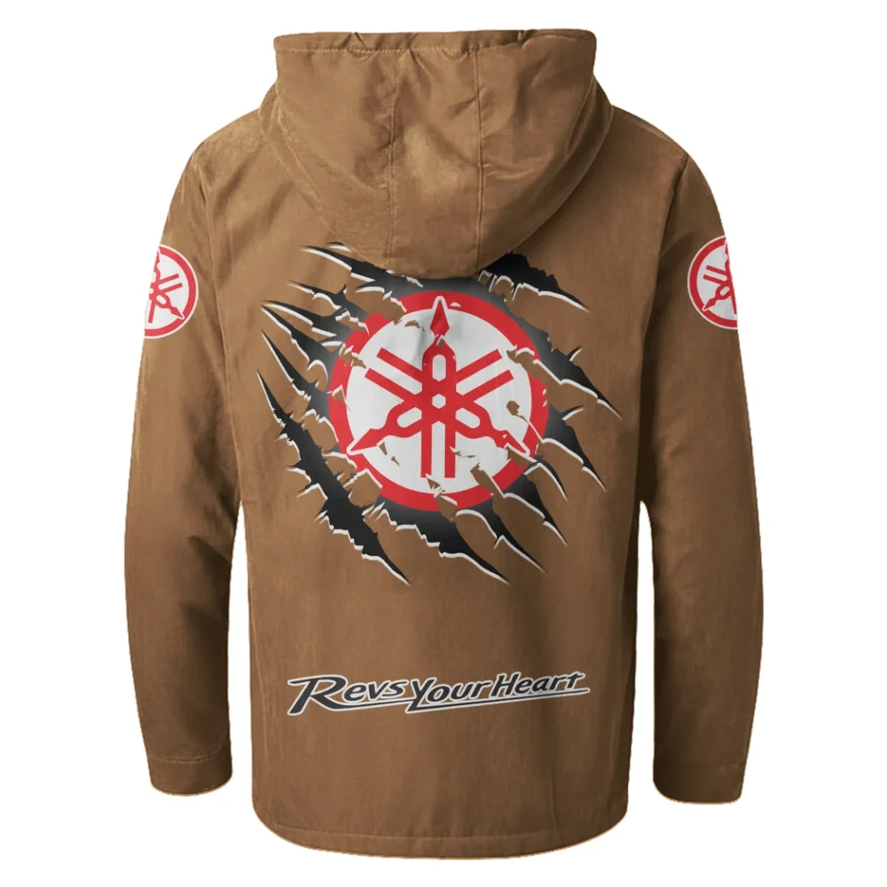 Off-Road Bike Flannel Hoodie, Ride-Ready Hooded Style HVN1327YA - Camel - Image 3