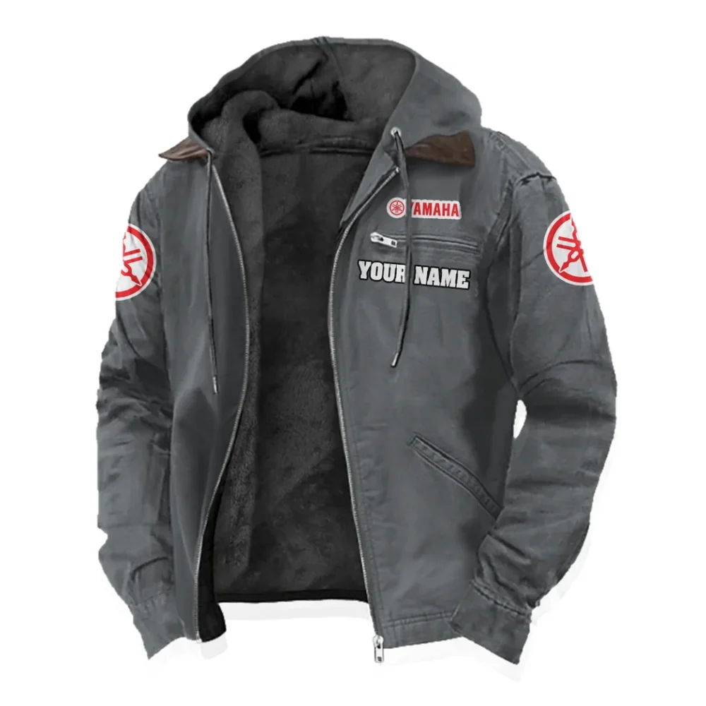 Off-Road Bike Flannel Hoodie, Ride-Ready Hooded Style HVN1327YA - Gray - Image 2