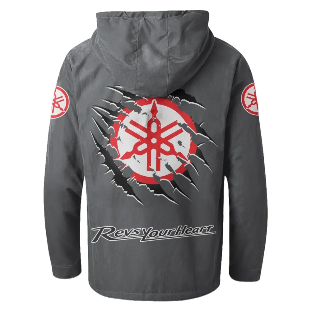 Off-Road Bike Flannel Hoodie, Ride-Ready Hooded Style HVN1327YA - Gray - Image 3