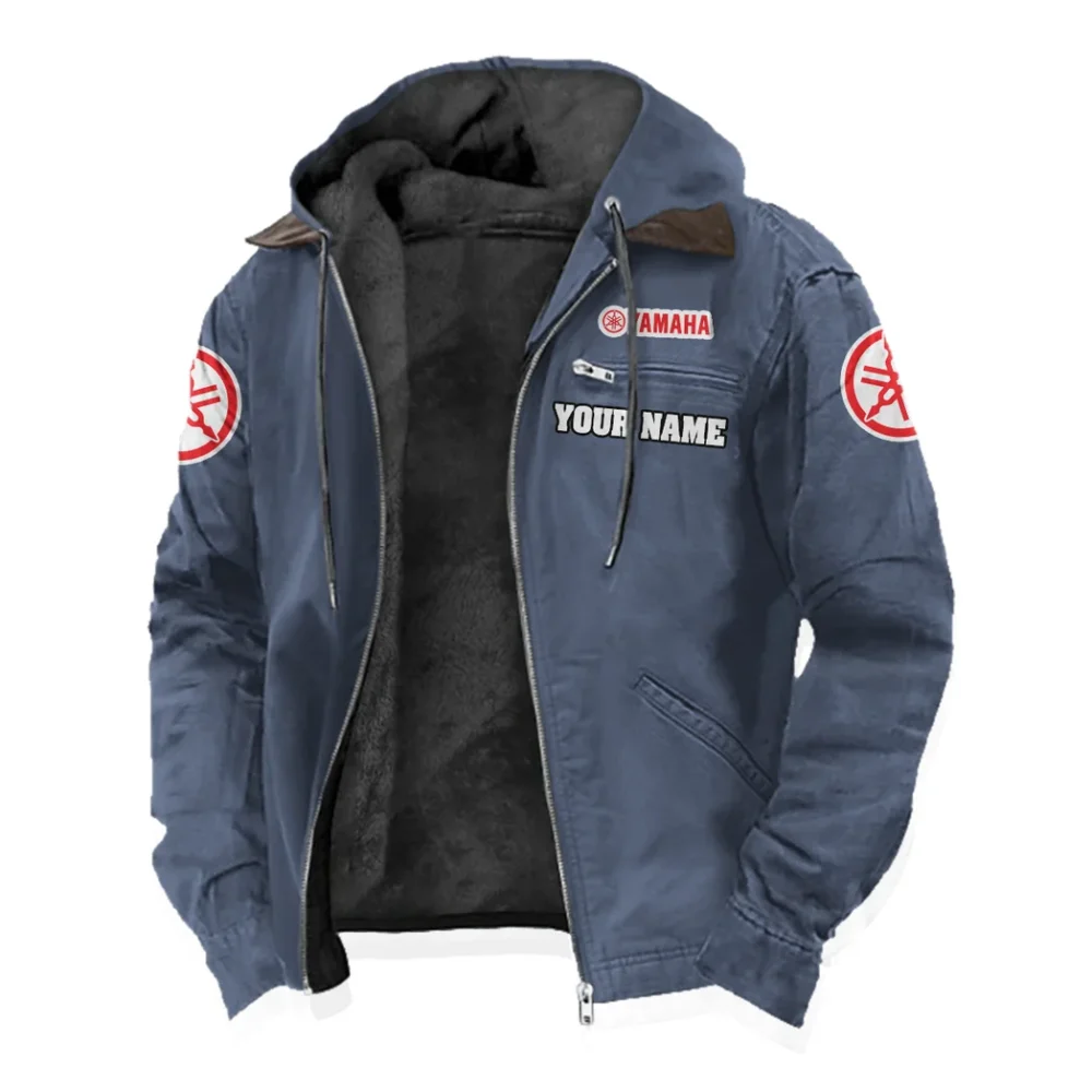 Off-Road Bike Flannel Hoodie, Ride-Ready Hooded Style HVN1327YA - Navy Blue - Image 2