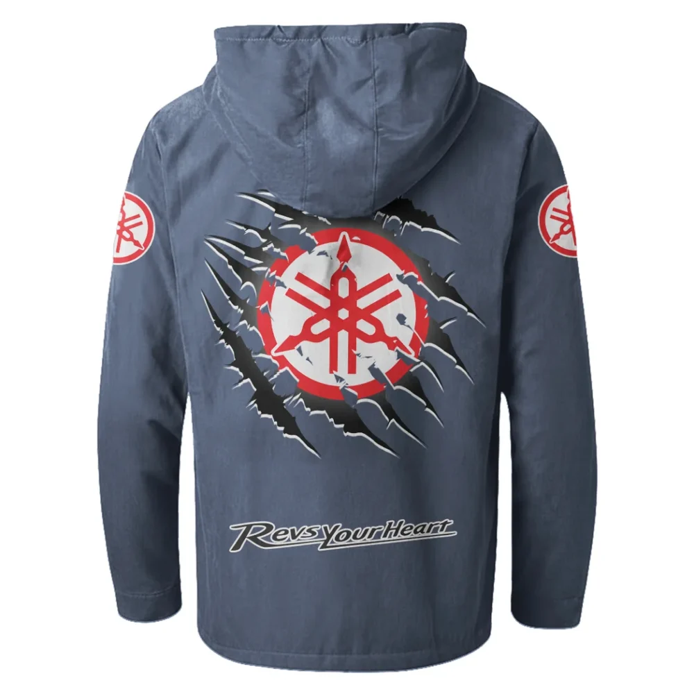 Off-Road Bike Flannel Hoodie, Ride-Ready Hooded Style HVN1327YA - Navy Blue - Image 3