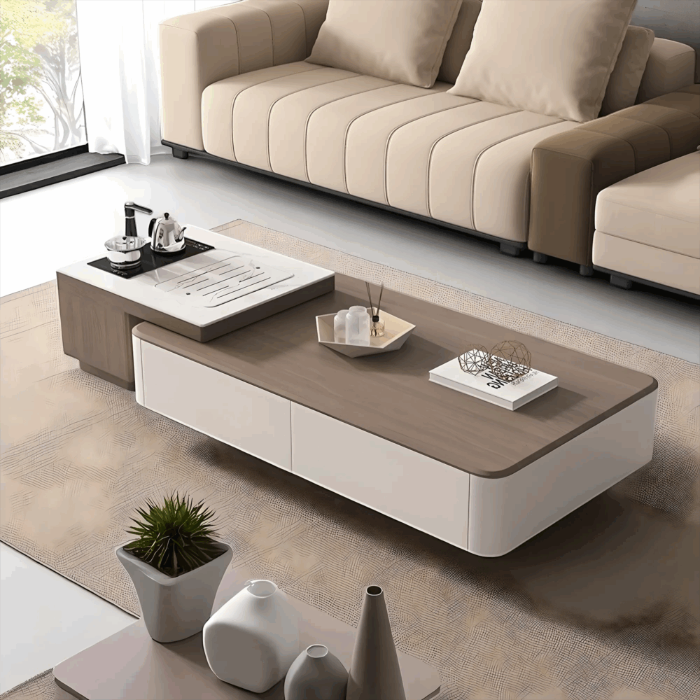 Modern Coffee Table And TV Stand Set Dual Storage Pivot - Image 3