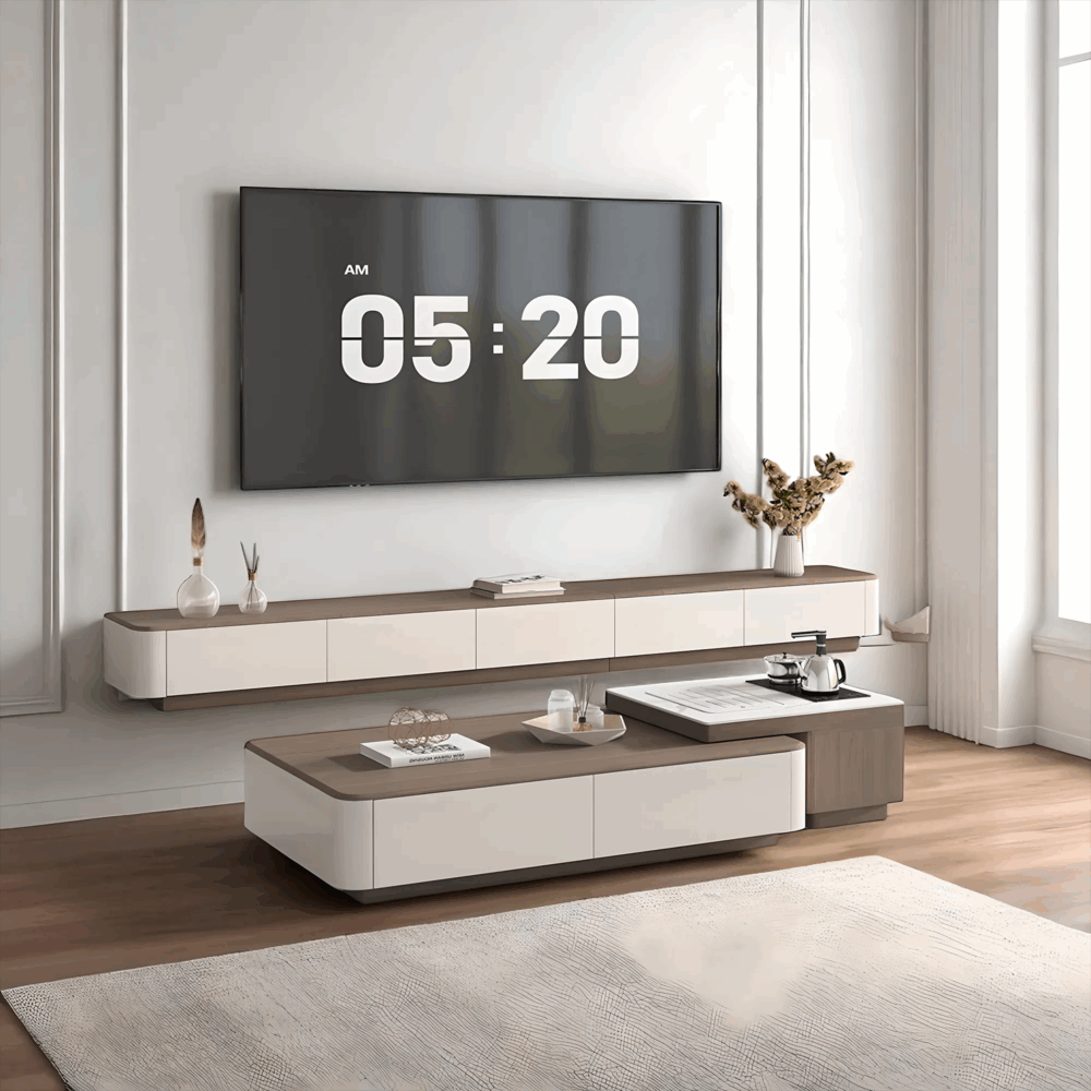 Modern Coffee Table And TV Stand Set Dual Storage Pivot - Image 4