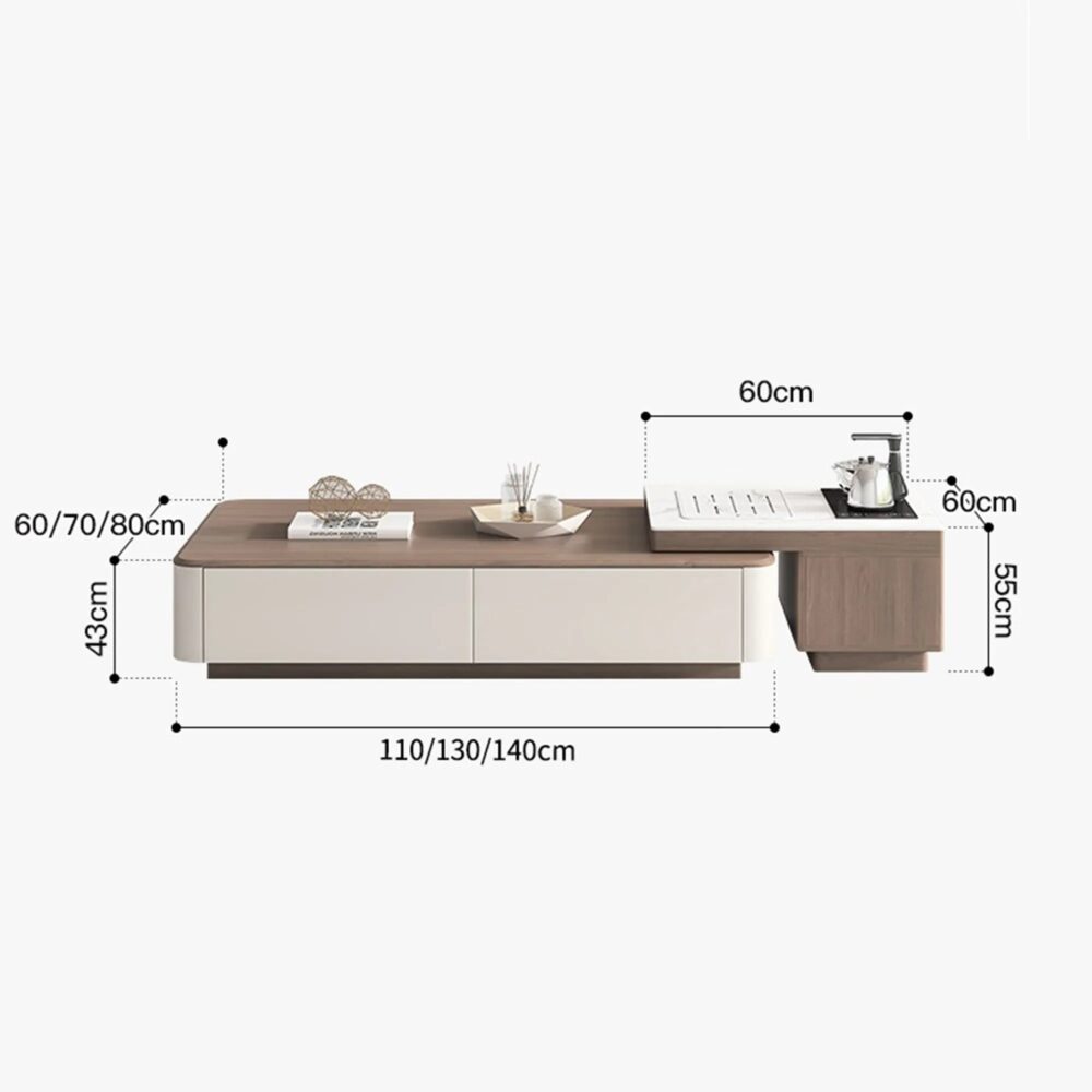 Modern Coffee Table And TV Stand Set Dual Storage Pivot - Image 5