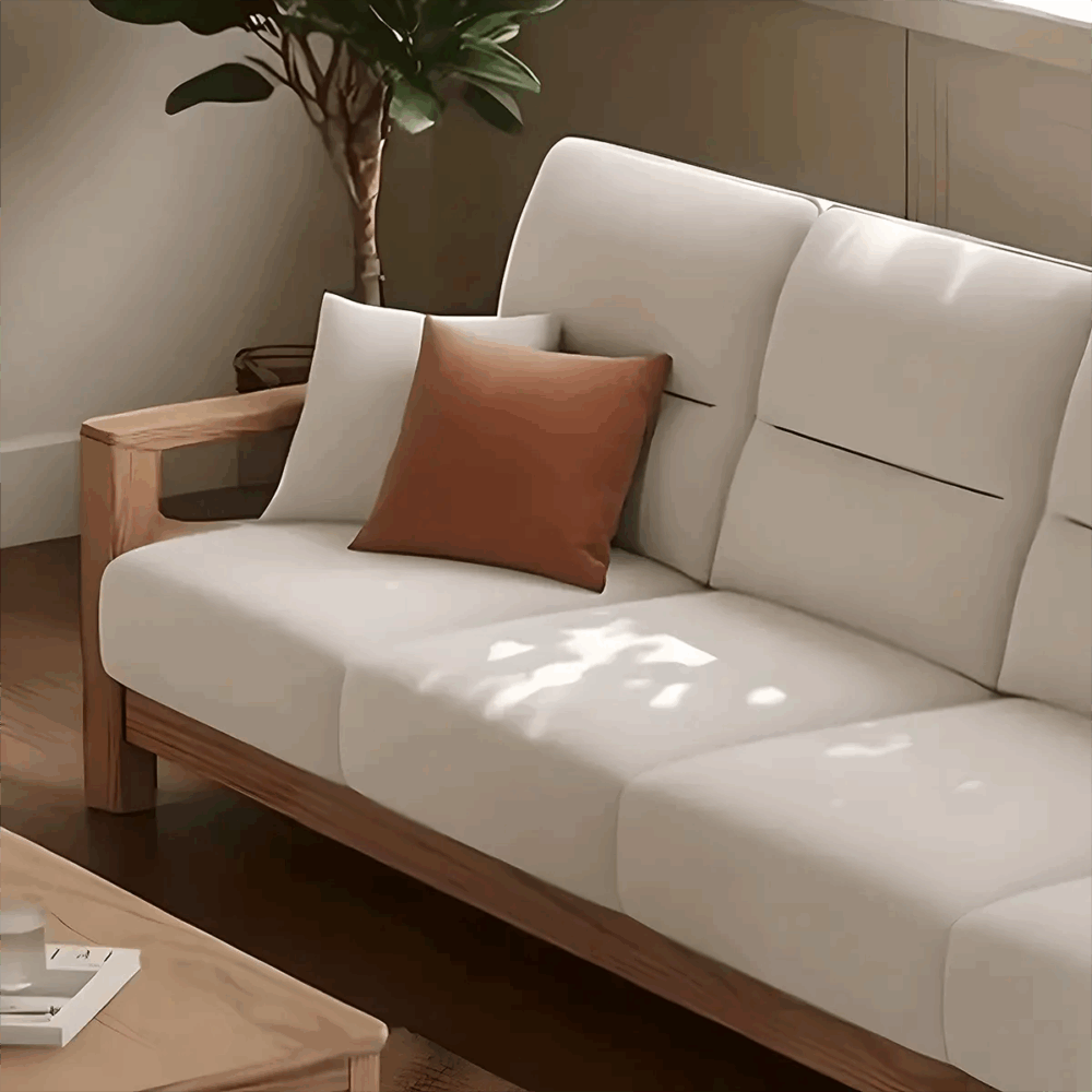 Ash Wood Sofa Natural Finish Fabric Nora - Image 3