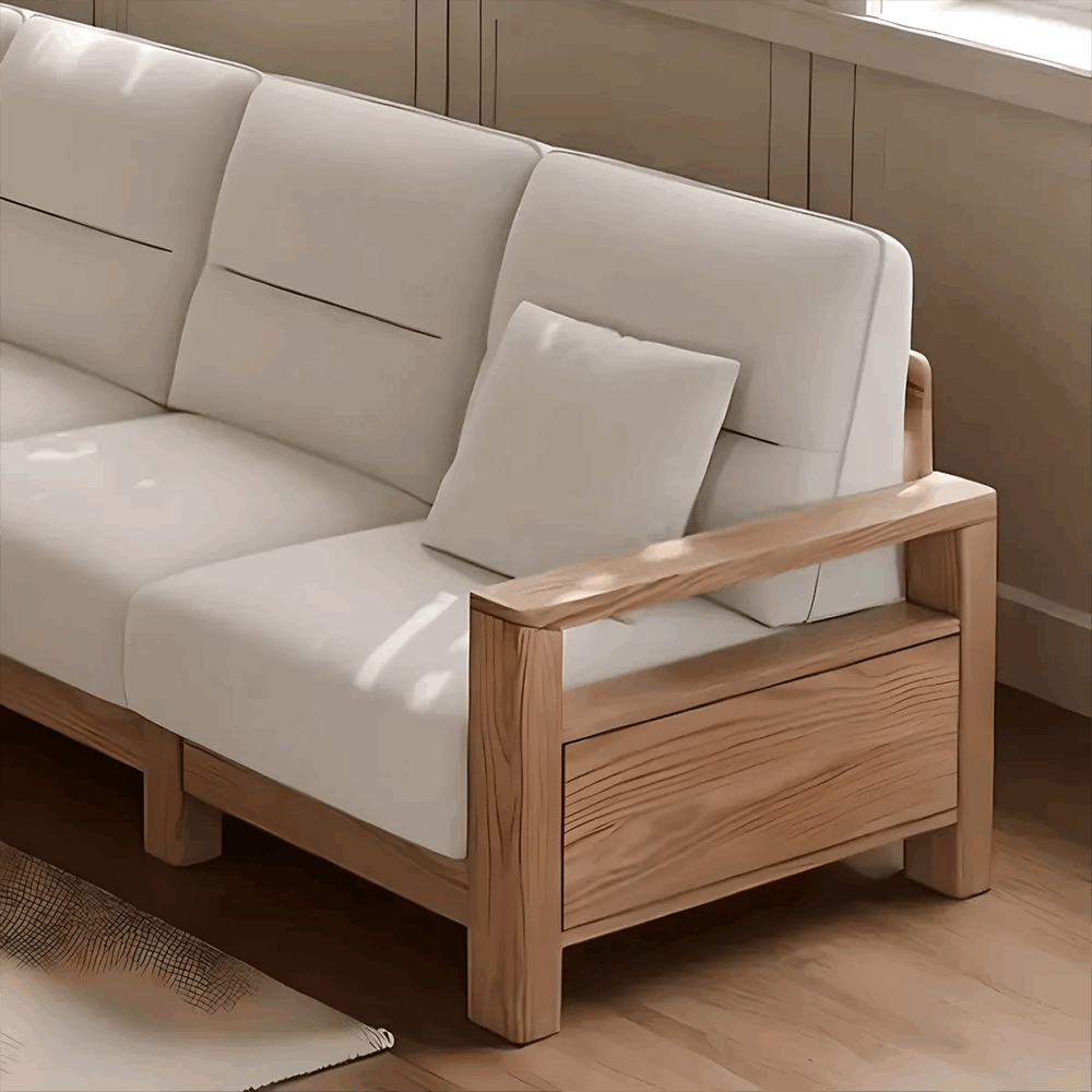 Ash Wood Sofa Natural Finish Fabric Nora - Image 4