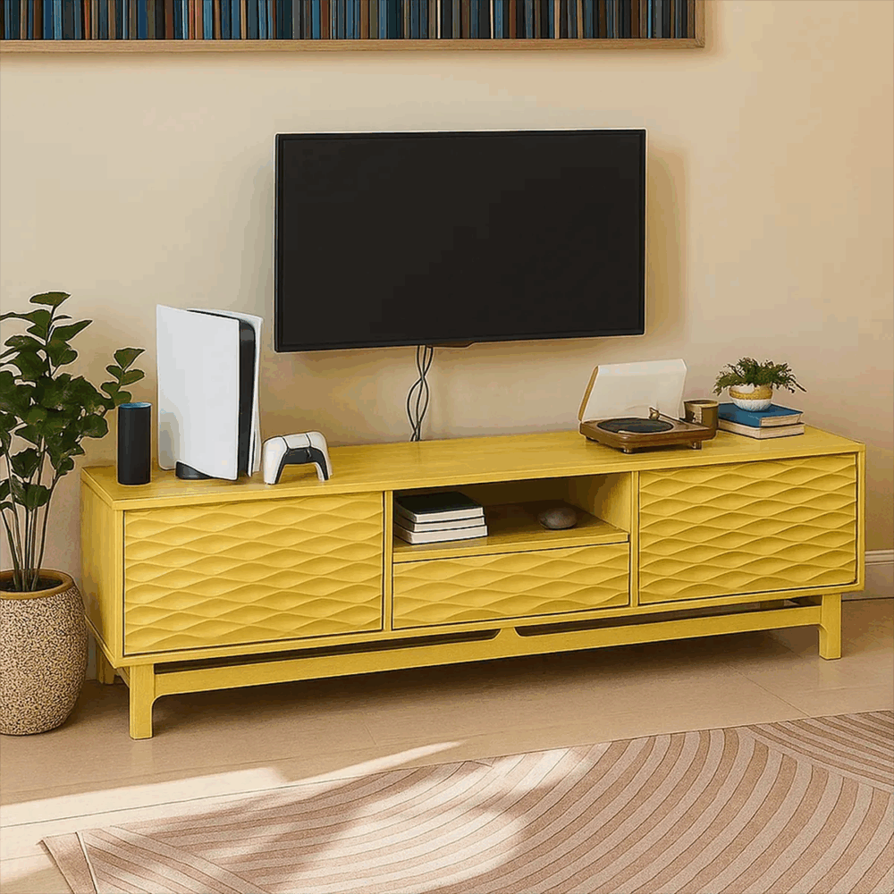 Modern Wooden TV Shelf Wavefront With Drawers And Shelves - Image 2